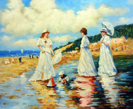 1209-T2 | 50cm x 61cm | femme a la plage 